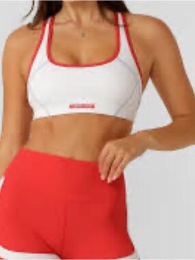 Lorna Jane White Sports Bra with Red Trim